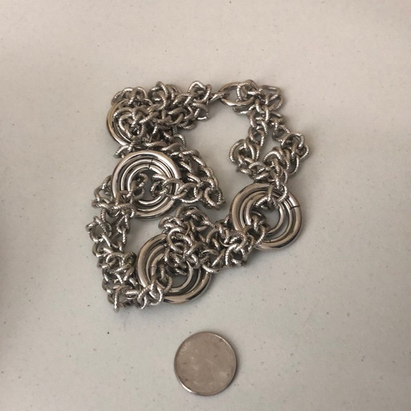 Fab Statement Necklace Two Strand Silver Tone 24” - Picture 6 of 9